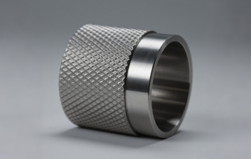 Machined metal cylindrical part with standardized external threads, demonstrating CNC turning's threading capability. The uniform pitch threads suggest use in mechanical fastening systems.